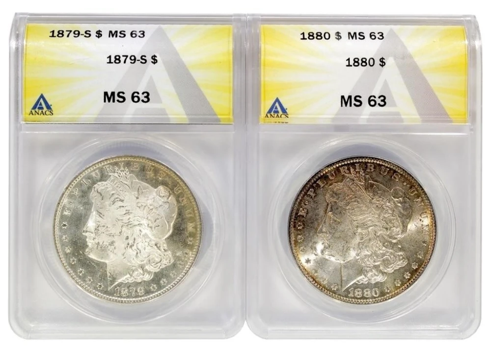 ANACS MS-63 Morgan Pair