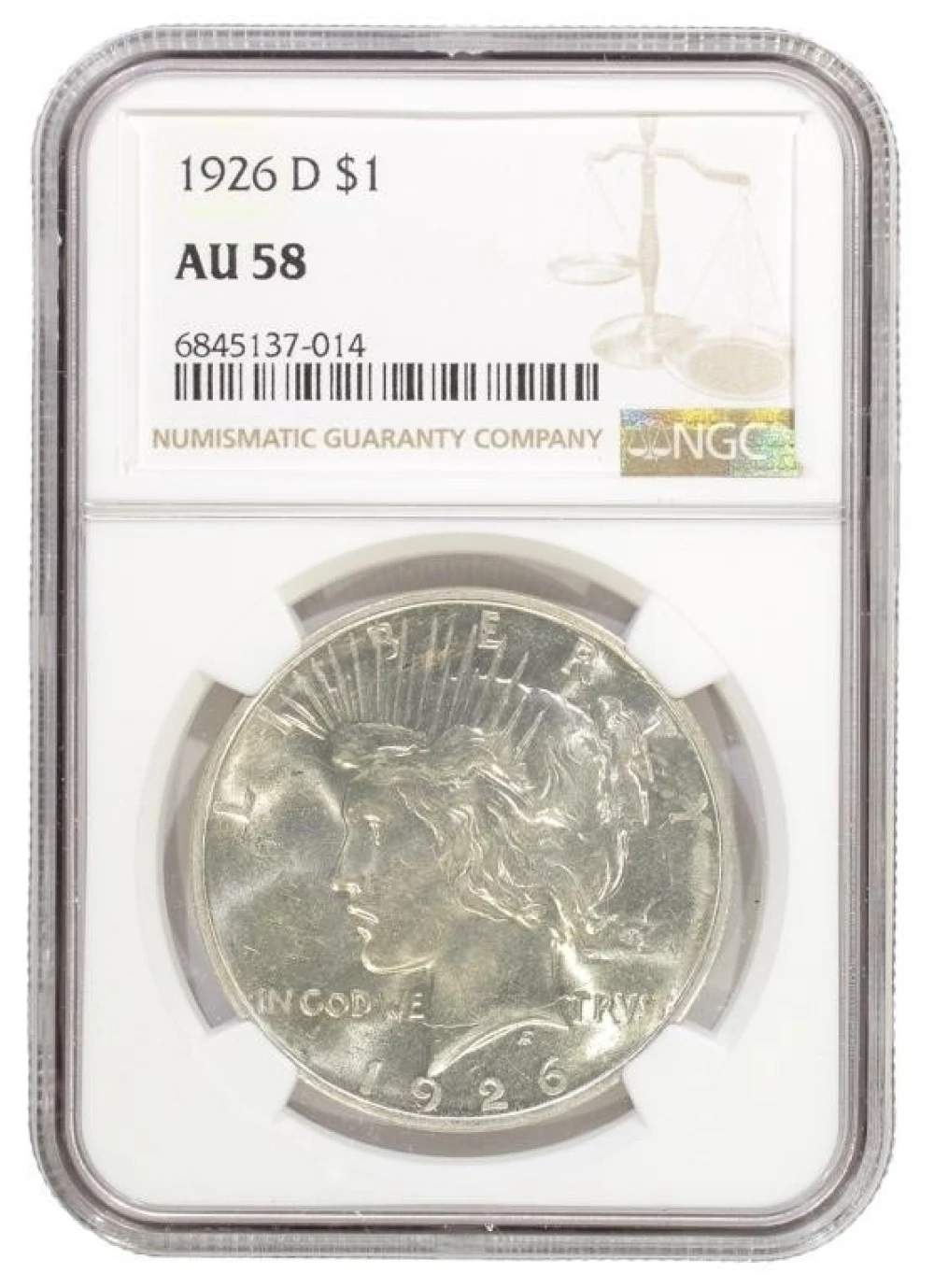 NGC AU-58 1926-D Peace Dollar