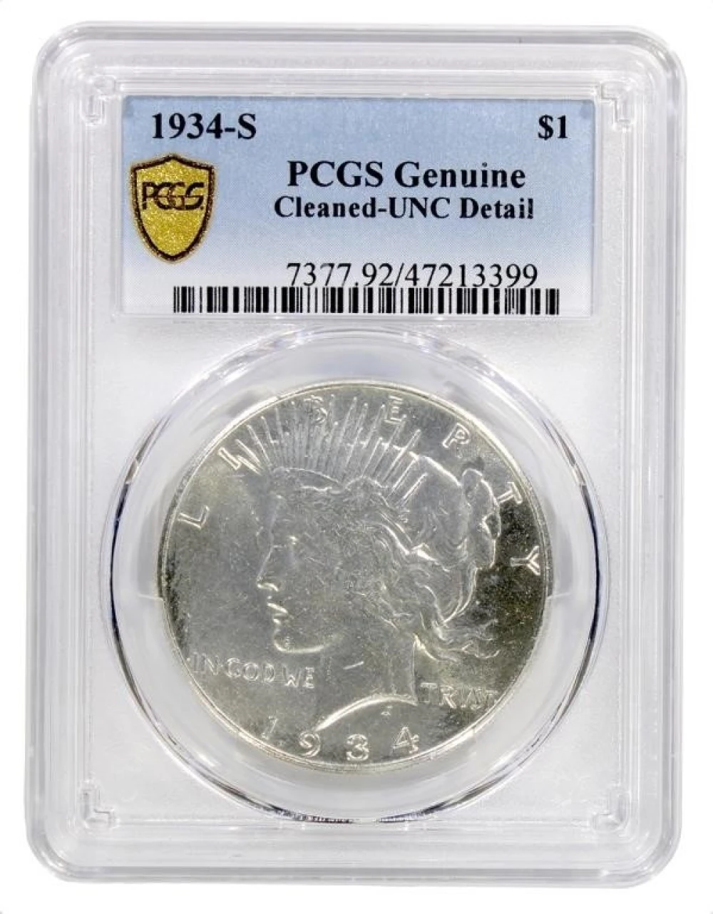 PCGS UNC Details 1934-S Peace Dollar