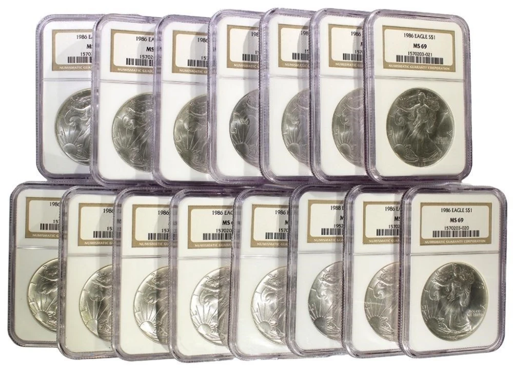 15 Pcs NGC MS-69 1986 Silver Eagles