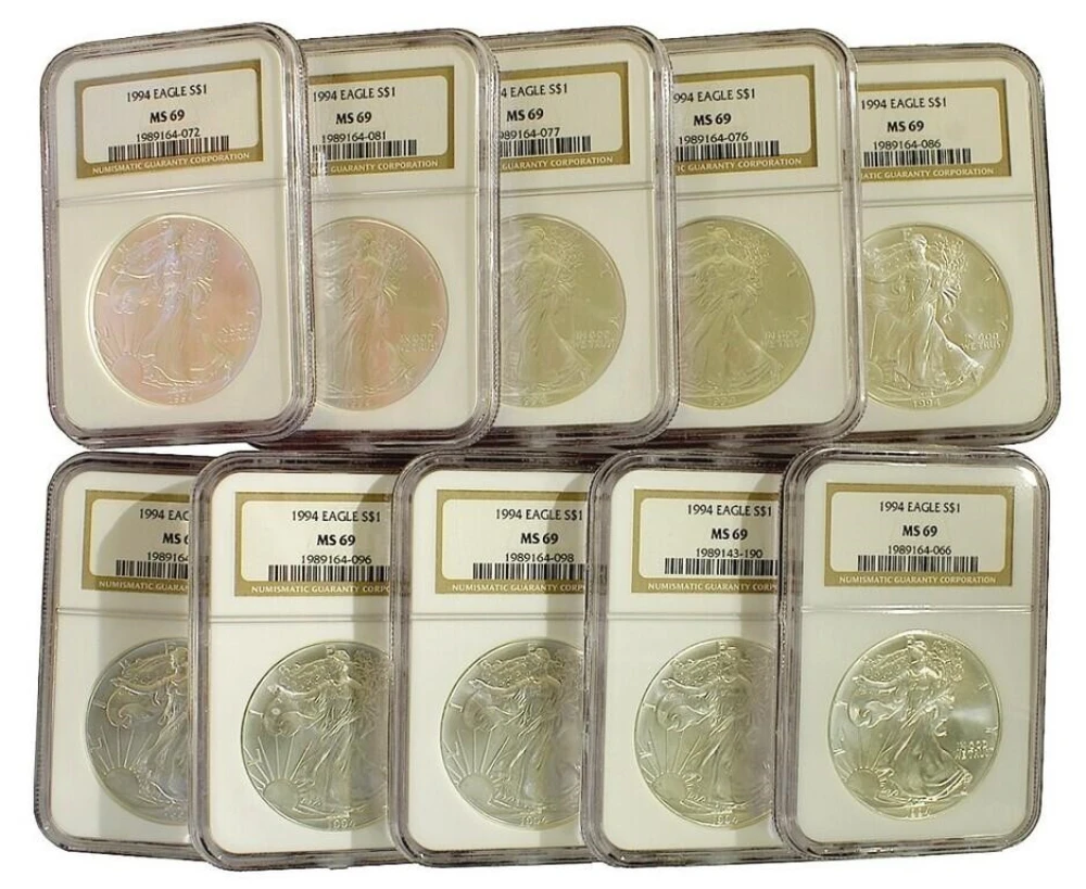 10 pcs NGC MS-69 1994 Silver Eagles