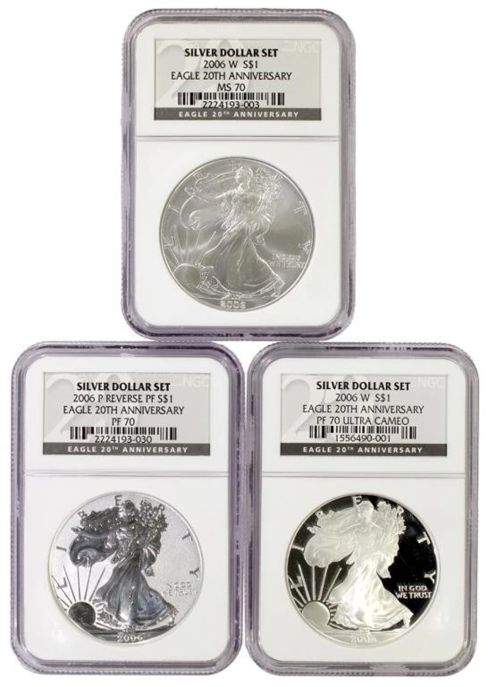 NGC MS/PF-70 2006 Anniversary Silver Eagle Set