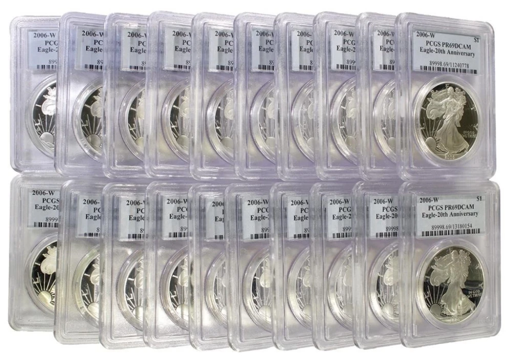 20 Pcs PCGS Proof-69 UC 2006-W Silver Eagles
