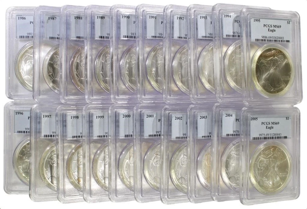PCGS MS-69 1986-2005 Silver Eagle Set
