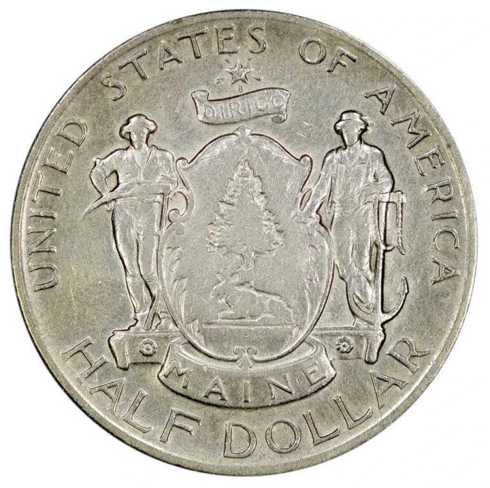 AU Details 1920 Maine Half Dollar