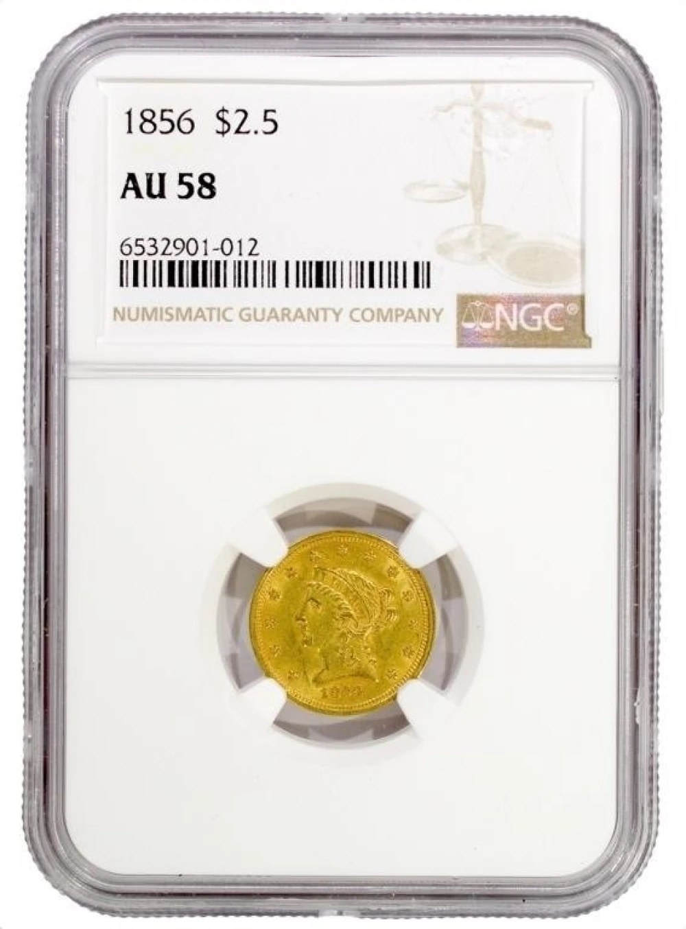 NGC AU-58 1856 $2.50 Gold Liberty