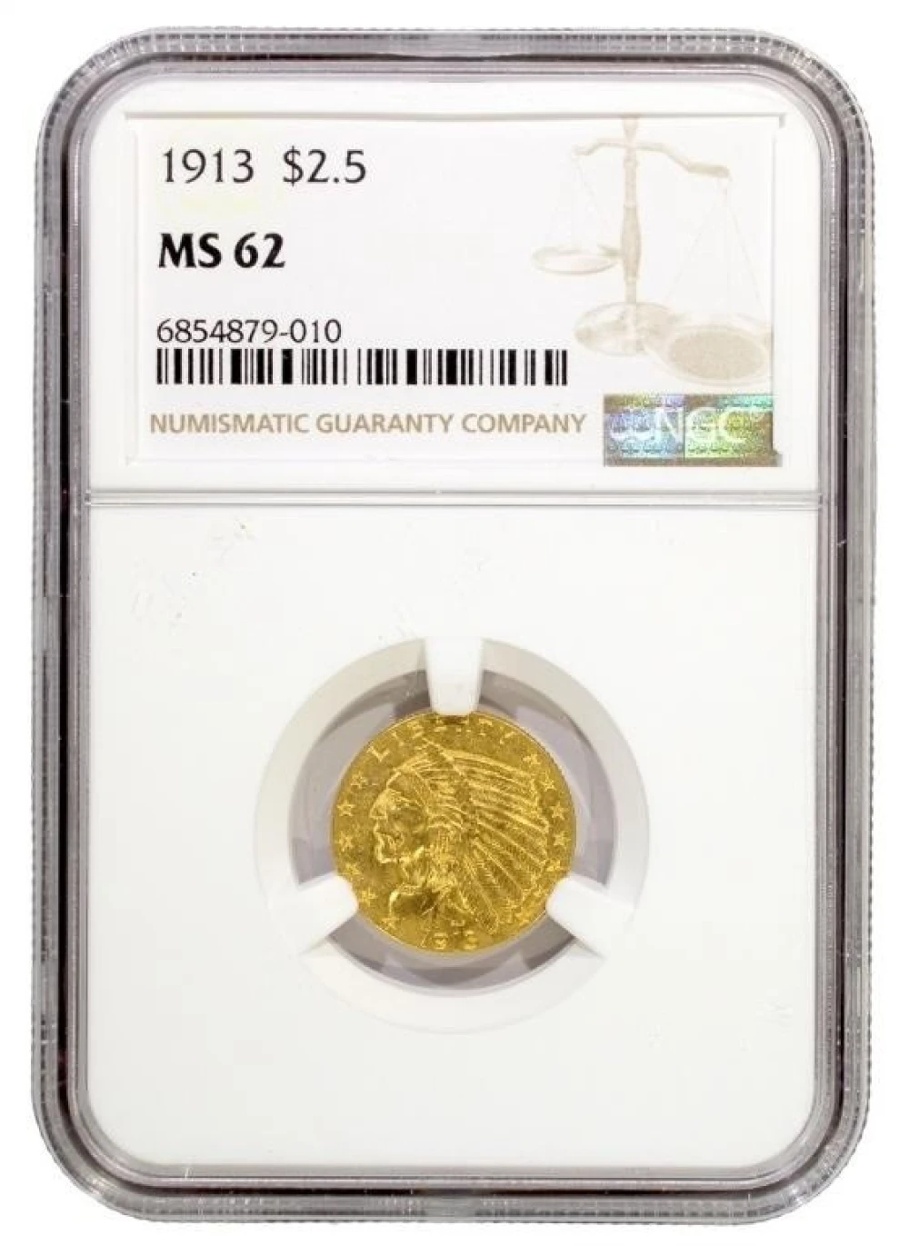 NGC MS-62 1913 $2.50 Gold Indian