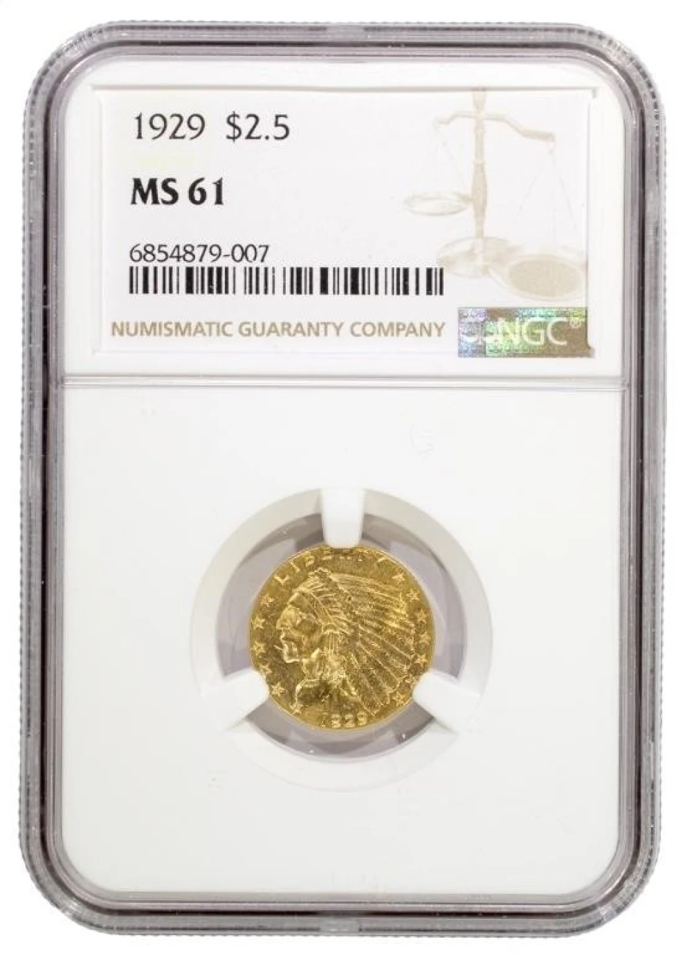 NGC MS-61 1929 $2.50 Gold Indian