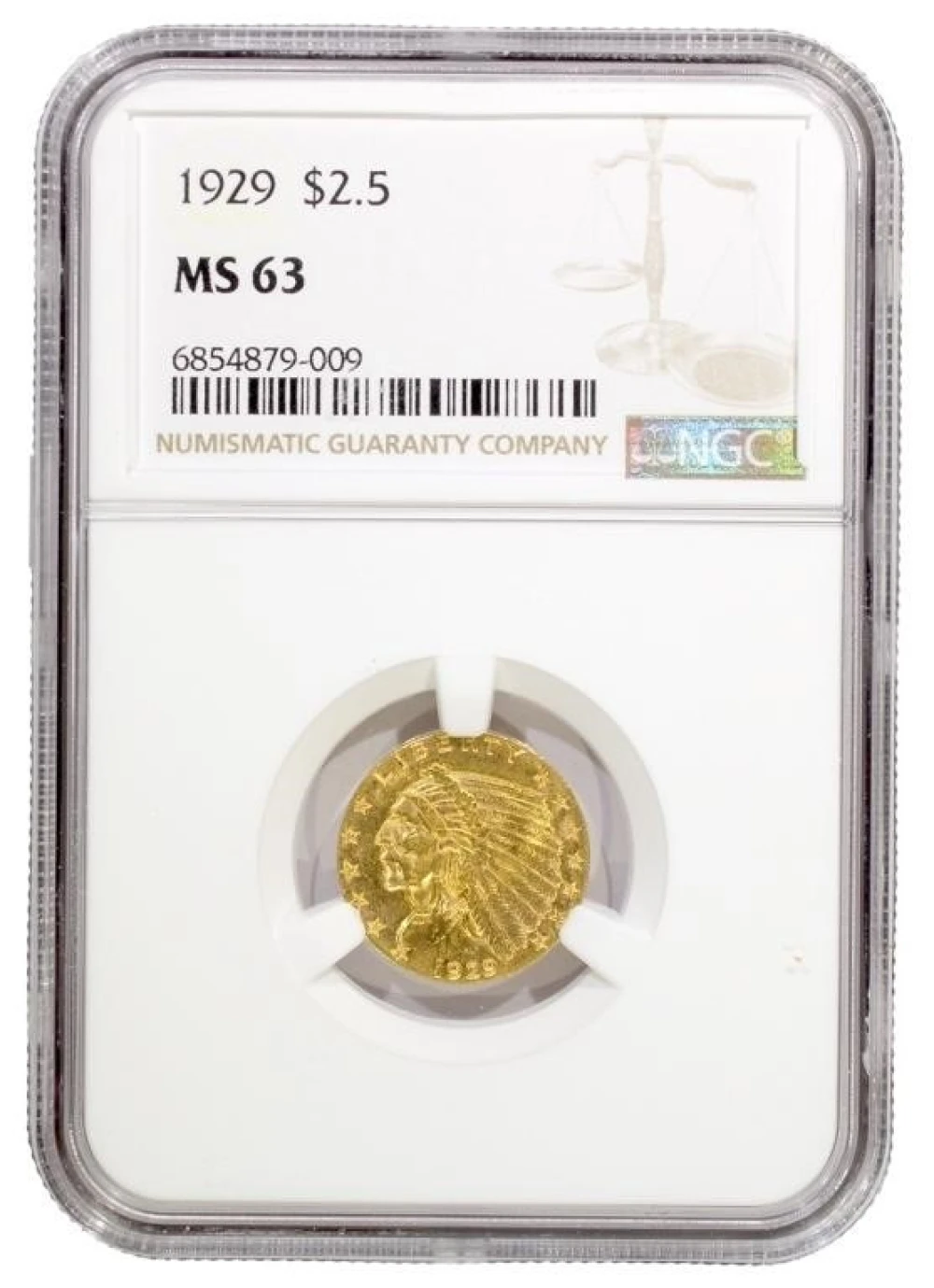 NGC MS-63 1929 $2.50 Gold Indian