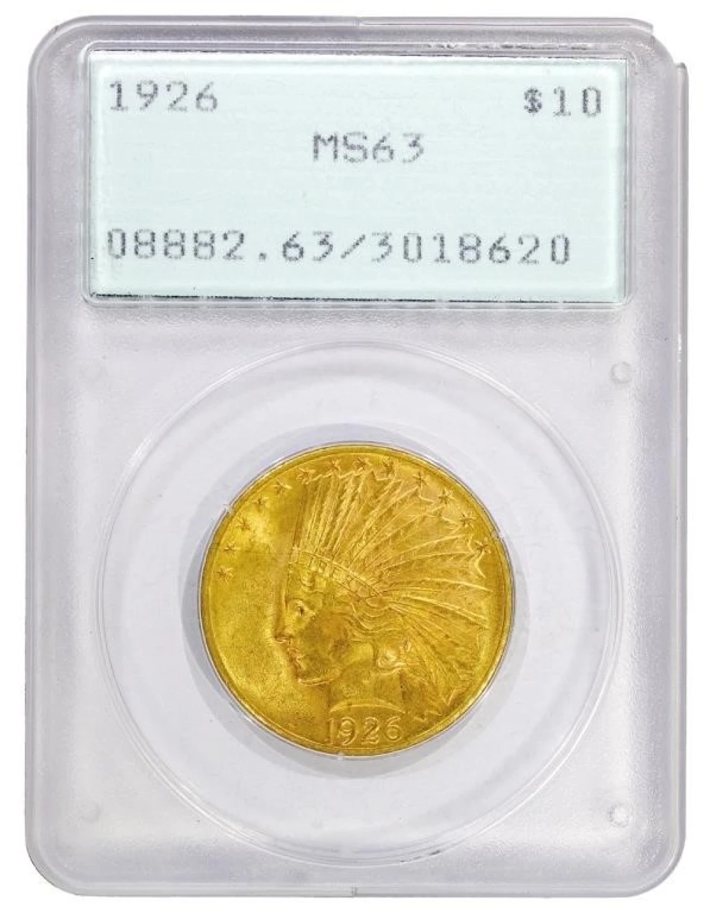 PCGS MS-63 "Rattler" 1926 $10 Indian
