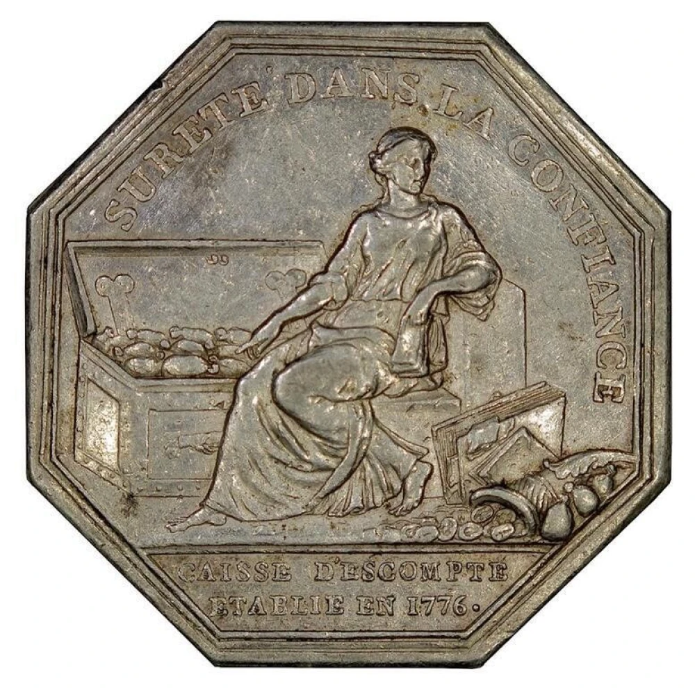 France. 19th-Century Octagonal Silver Jeton