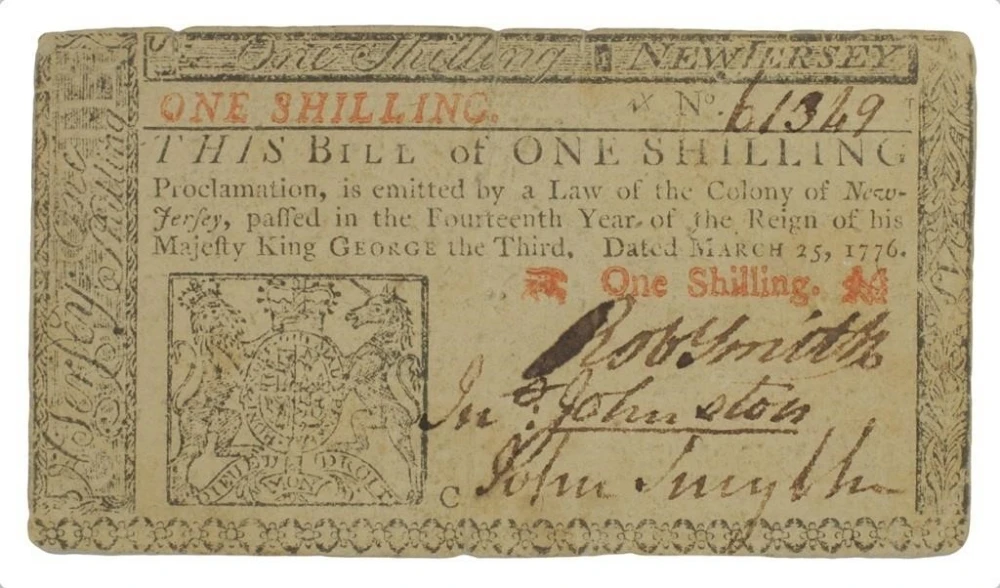 New Jersey. 1776 1 Shilling Colonial Currency