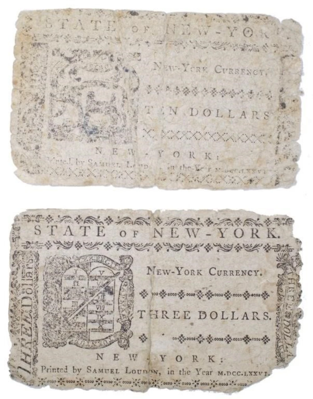 New York. Colonial Currency Pair