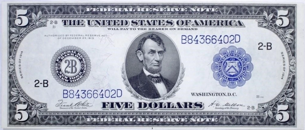 EF/AU 1914 $5 FRN