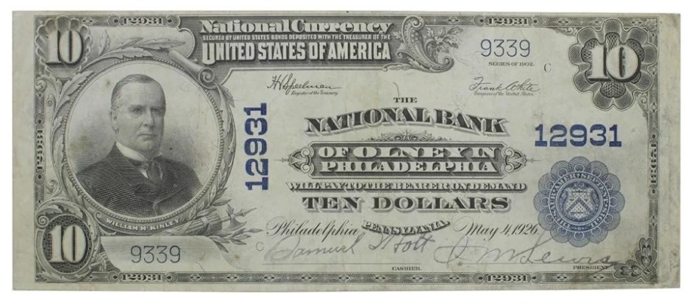 VF 1902 Philadelphia PA $10 National