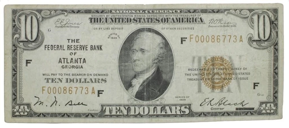 F-15. 1929 Atlanta GA $10 National