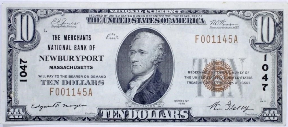 EF 1929 Newburyport MA $10