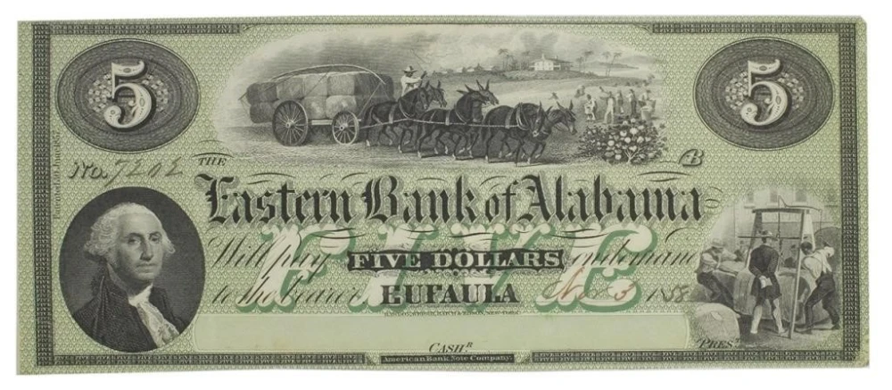 Alabama. 1858 Scarce Eastern Bank $5