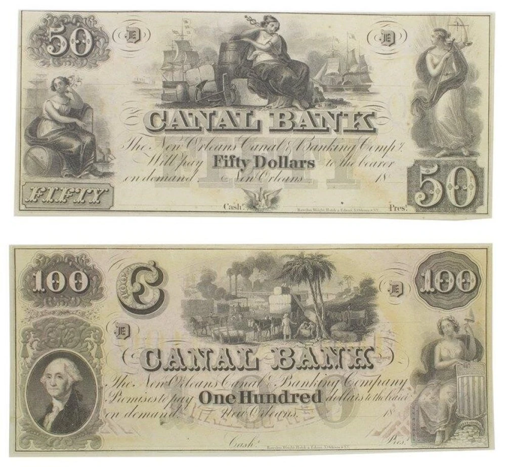 Louisiana. 1850s Canal Bank Duo