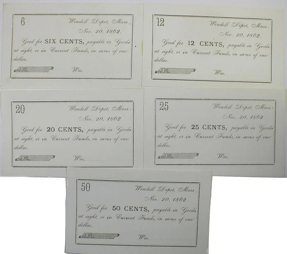5 Piece Set of Wendell Depot MA Script