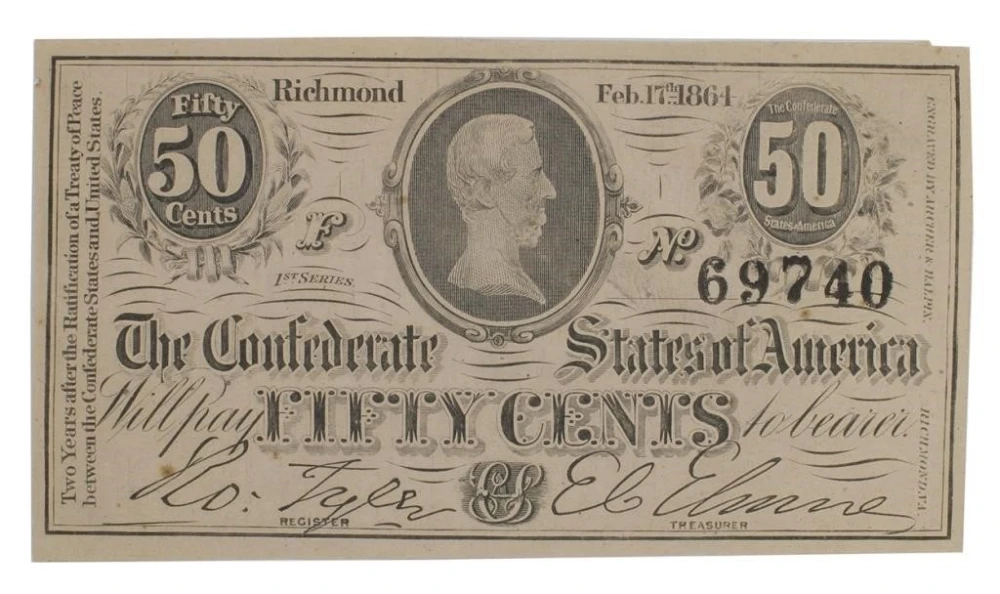 About UNC 1864 Confederate 50 Cents
