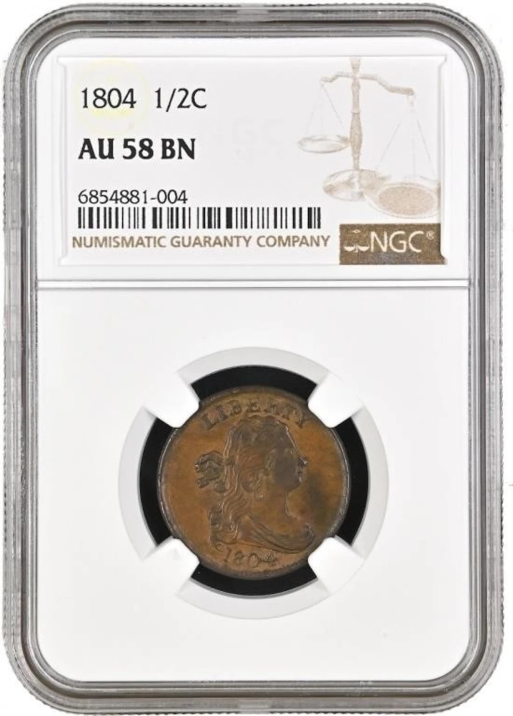 NGC AU-58 1804 Half Cent