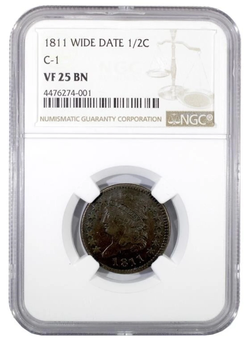 NGC VF-25 1811 Half Cent