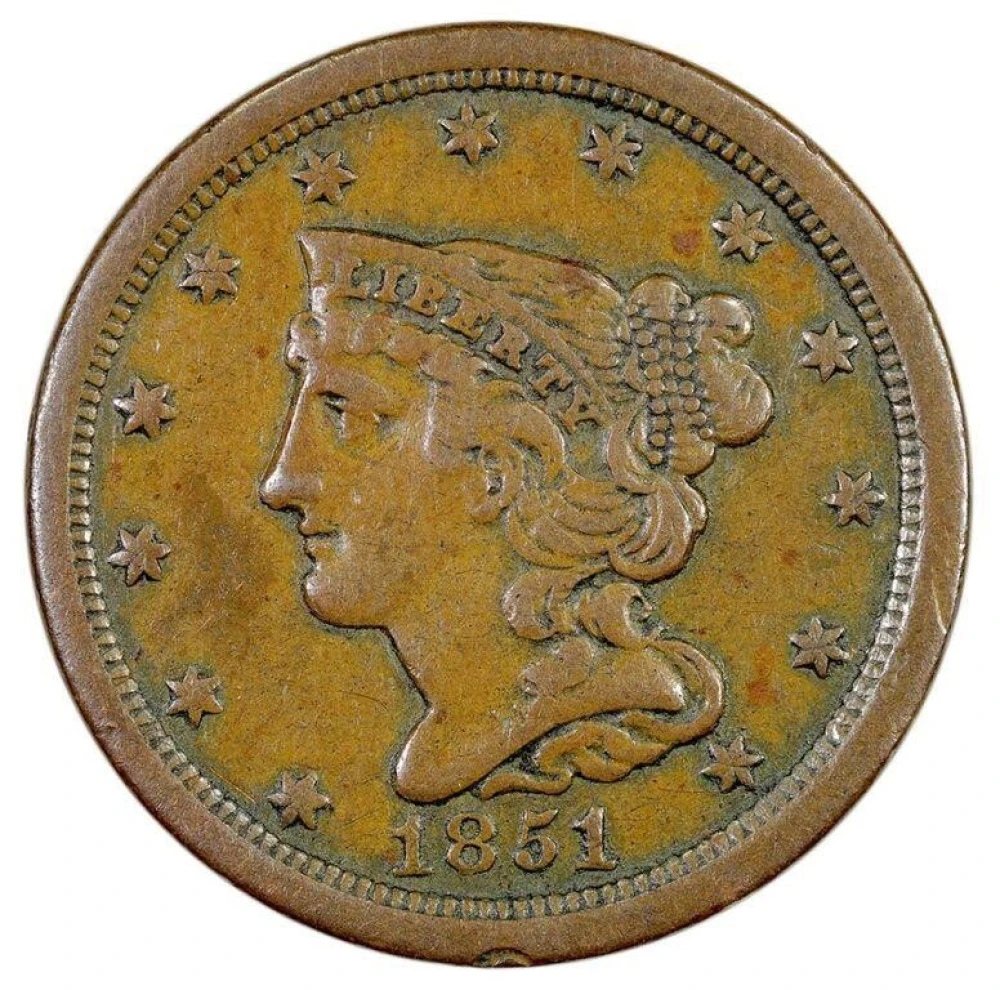 VF-25 1851 Half Cent