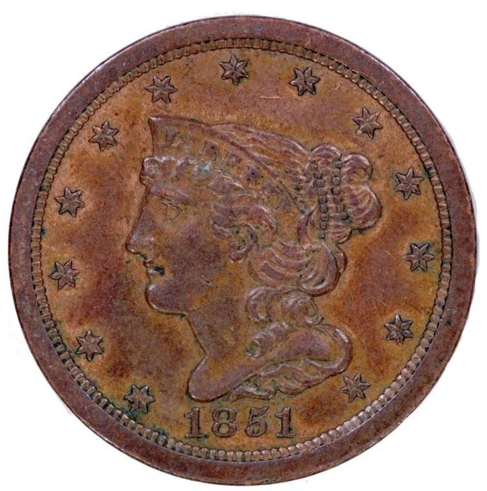 AU-50 1851 Half Cent