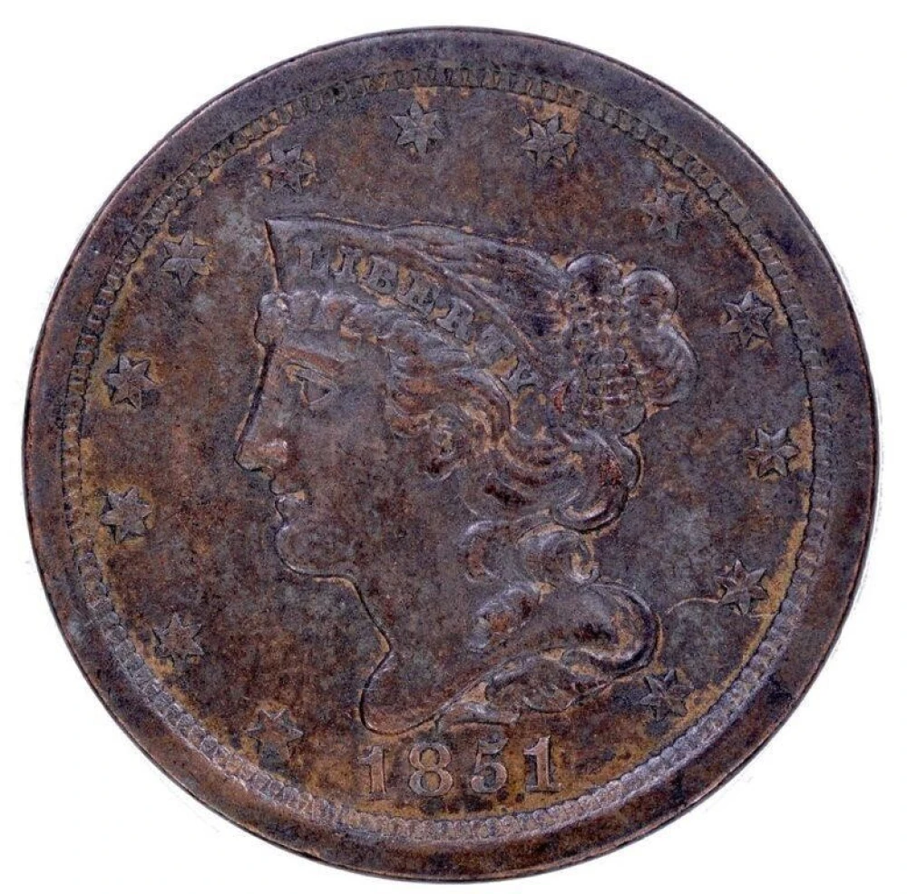 AU-58 1851 Half Cent
