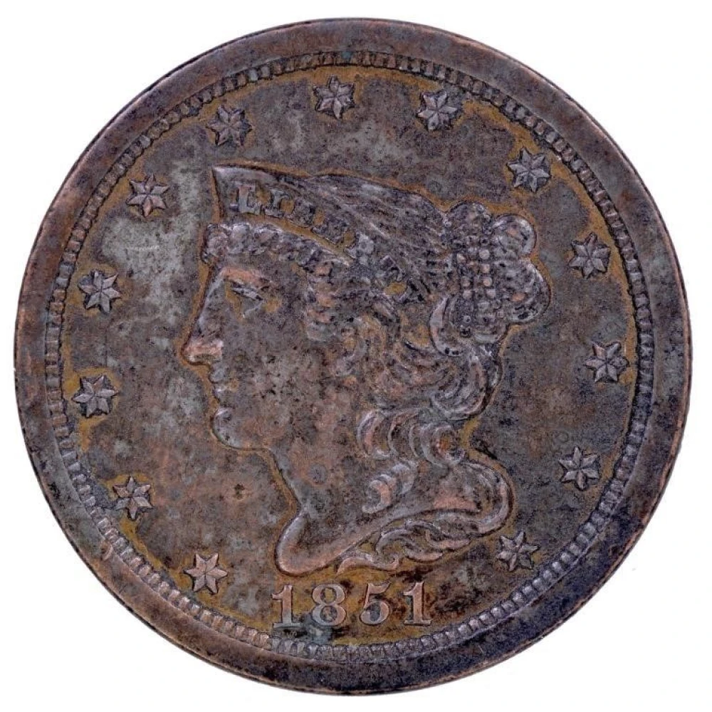 UNC Details 1851 Half Cent
