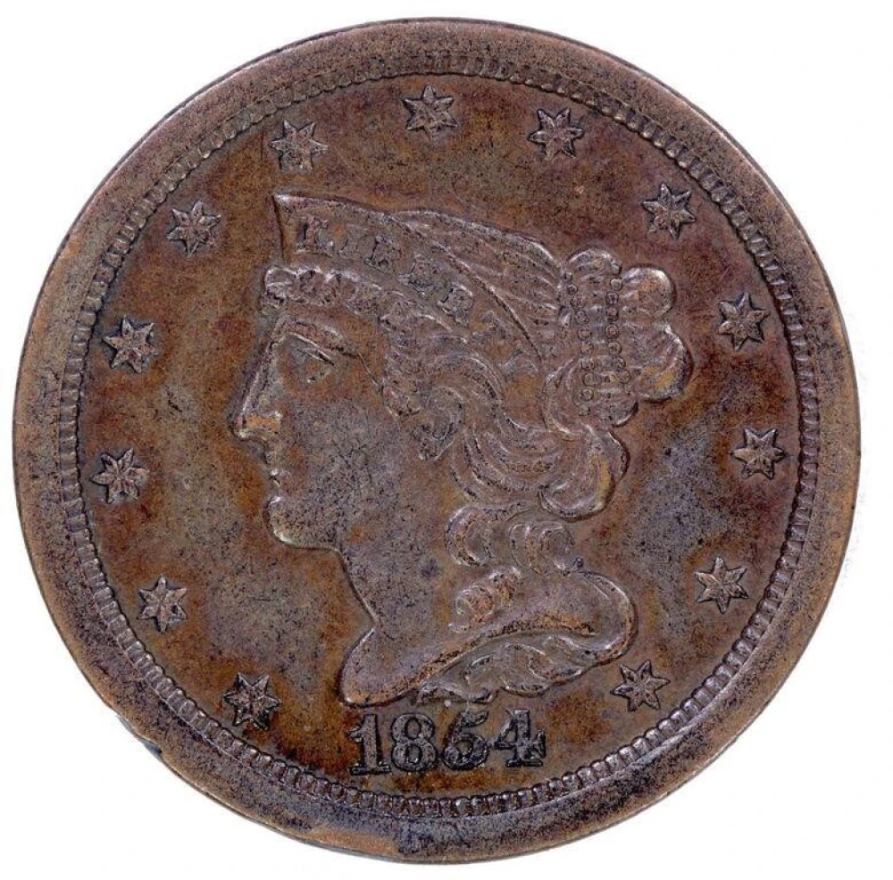AU-50 1854 Half Cent