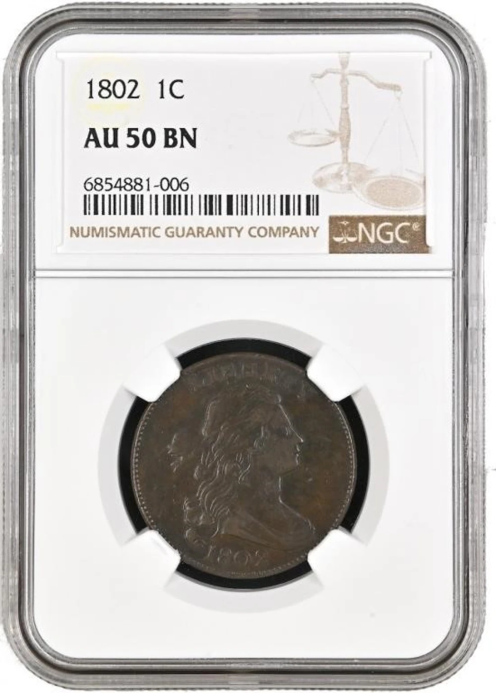 NGC AU-50 1802 Large Cent