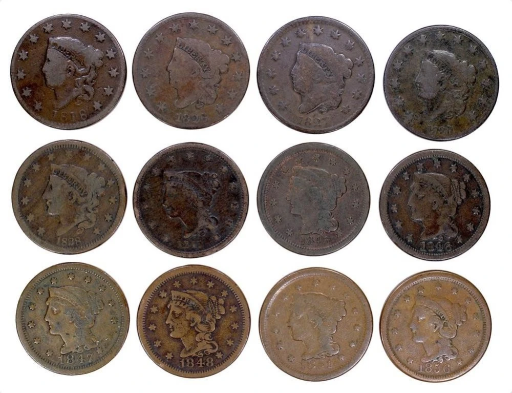 12 Different Large Cents