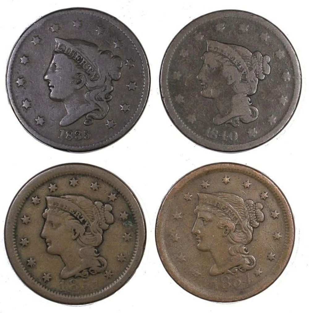 4 Different Large Cents