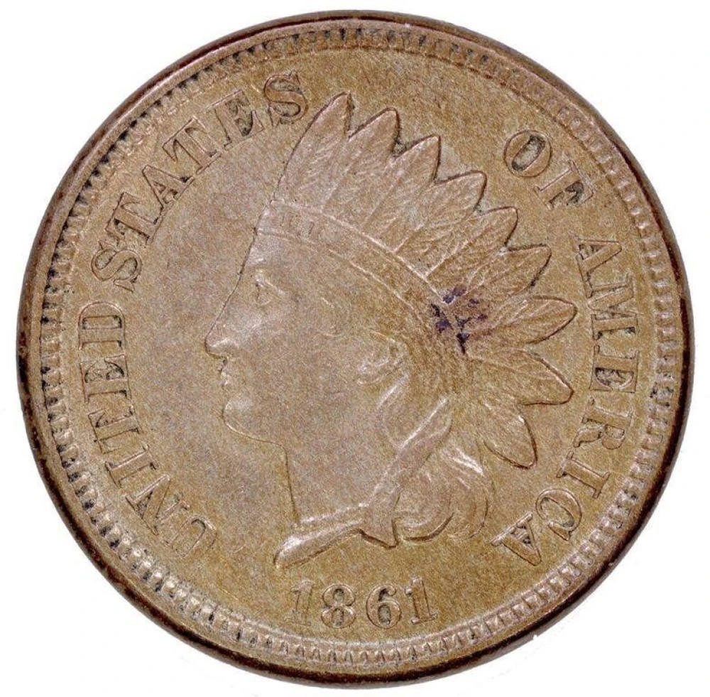 AU-50+ 1861 Indian Cent