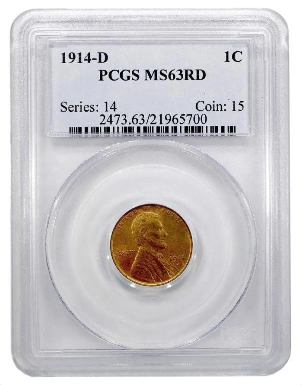 PCGS MS-63 RD 1914-D Lincoln Cent