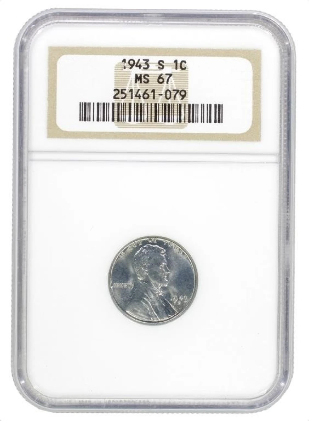 NGC MS-67 1943-S Steel Cent