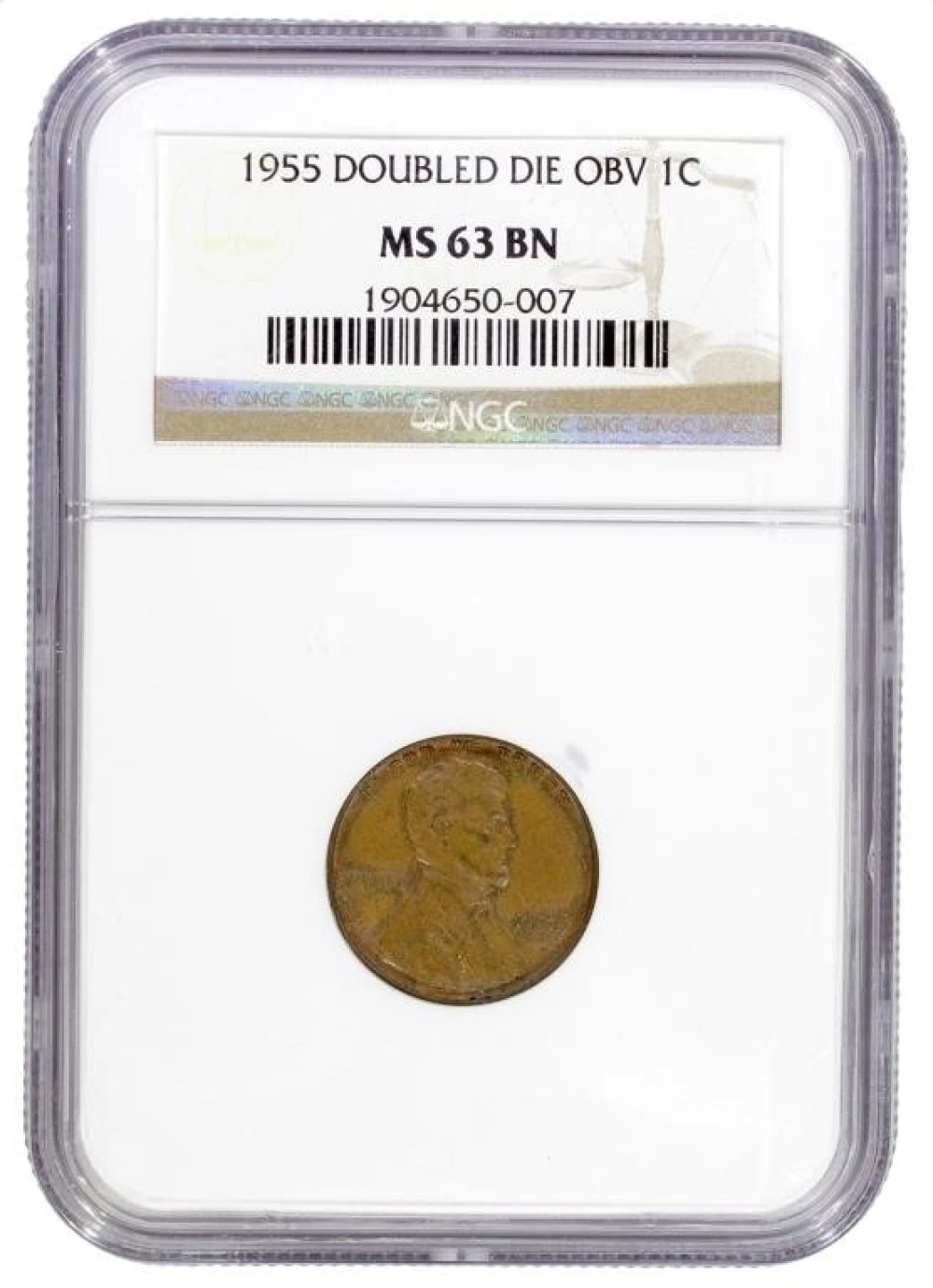 NGC MS-63 BN 1955 Double Die Lincoln Cent