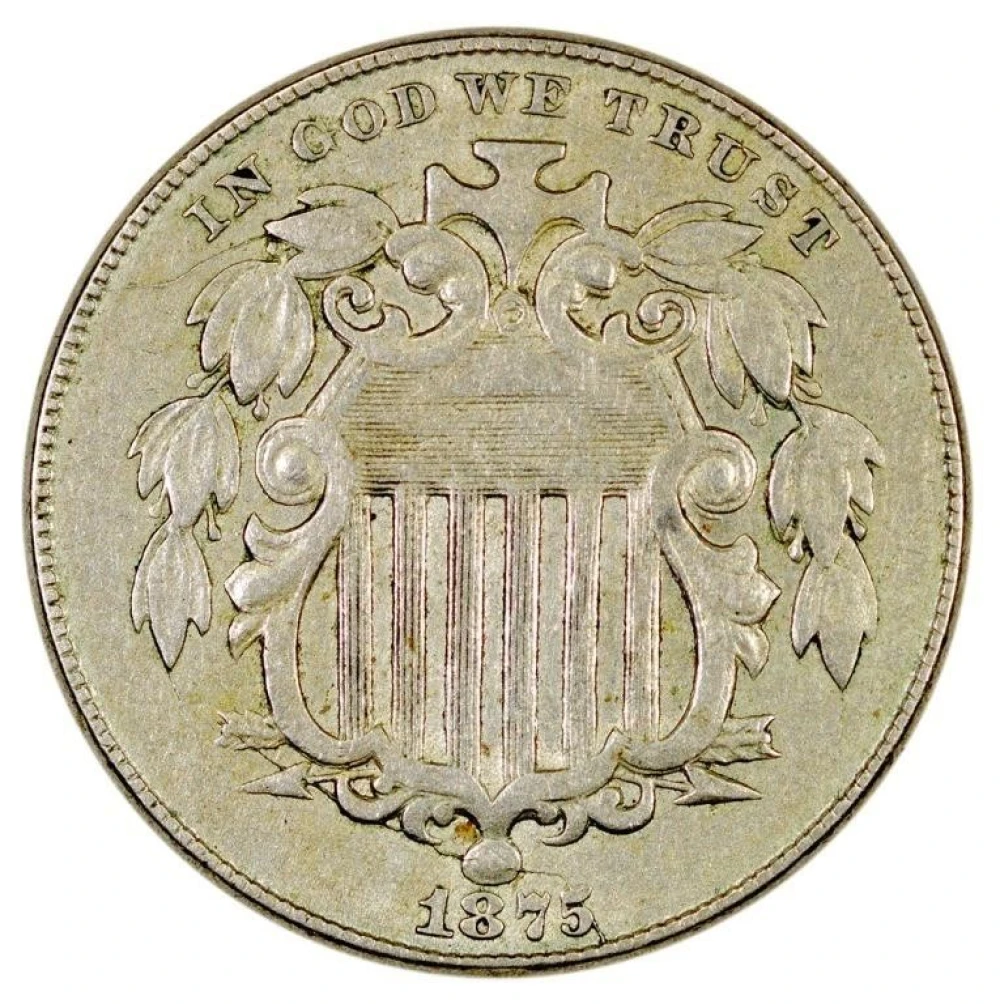 Scarce Double Die 1875 Shield Nickel