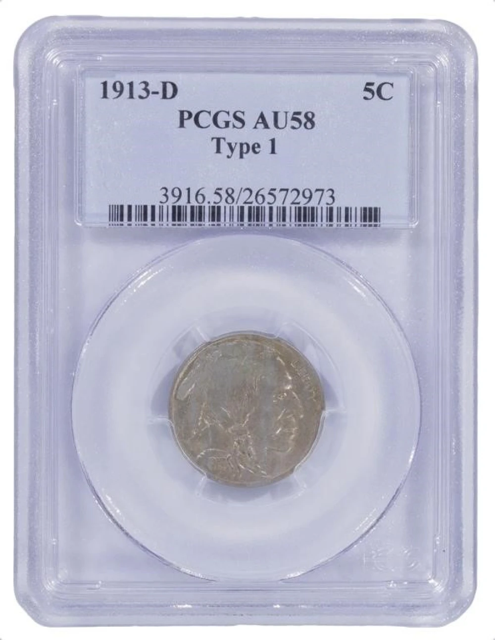 PCGS AU-58 1913-D TI Buffalo Nickel