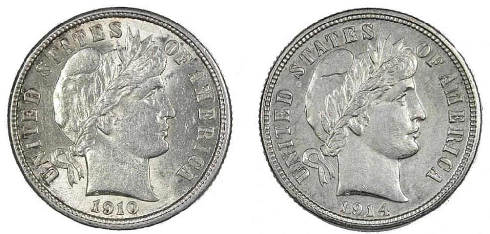 High Grade Barber Dime Pair