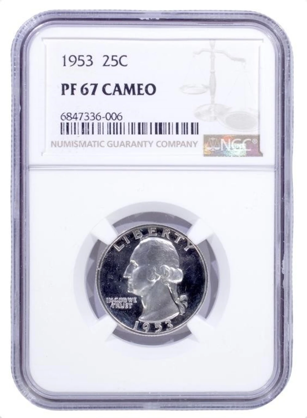 NGC Proof-67 Cameo 1953 Washington Quarter