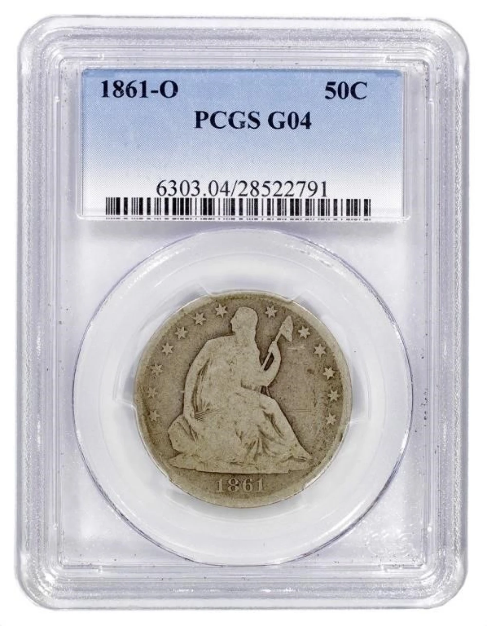 PCGS G-4 1861-O Seated Half Dollar