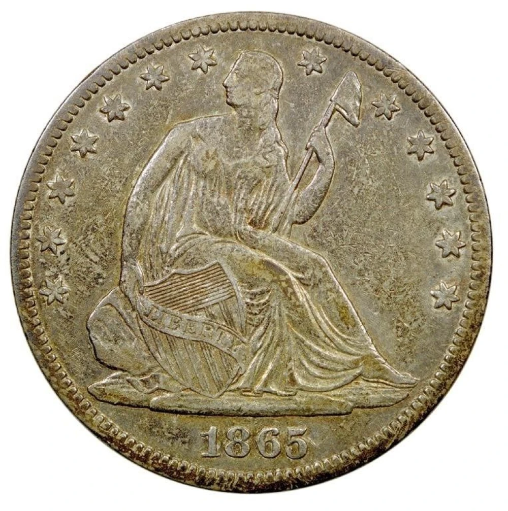 EF-45 1865 Seated Half Dollar