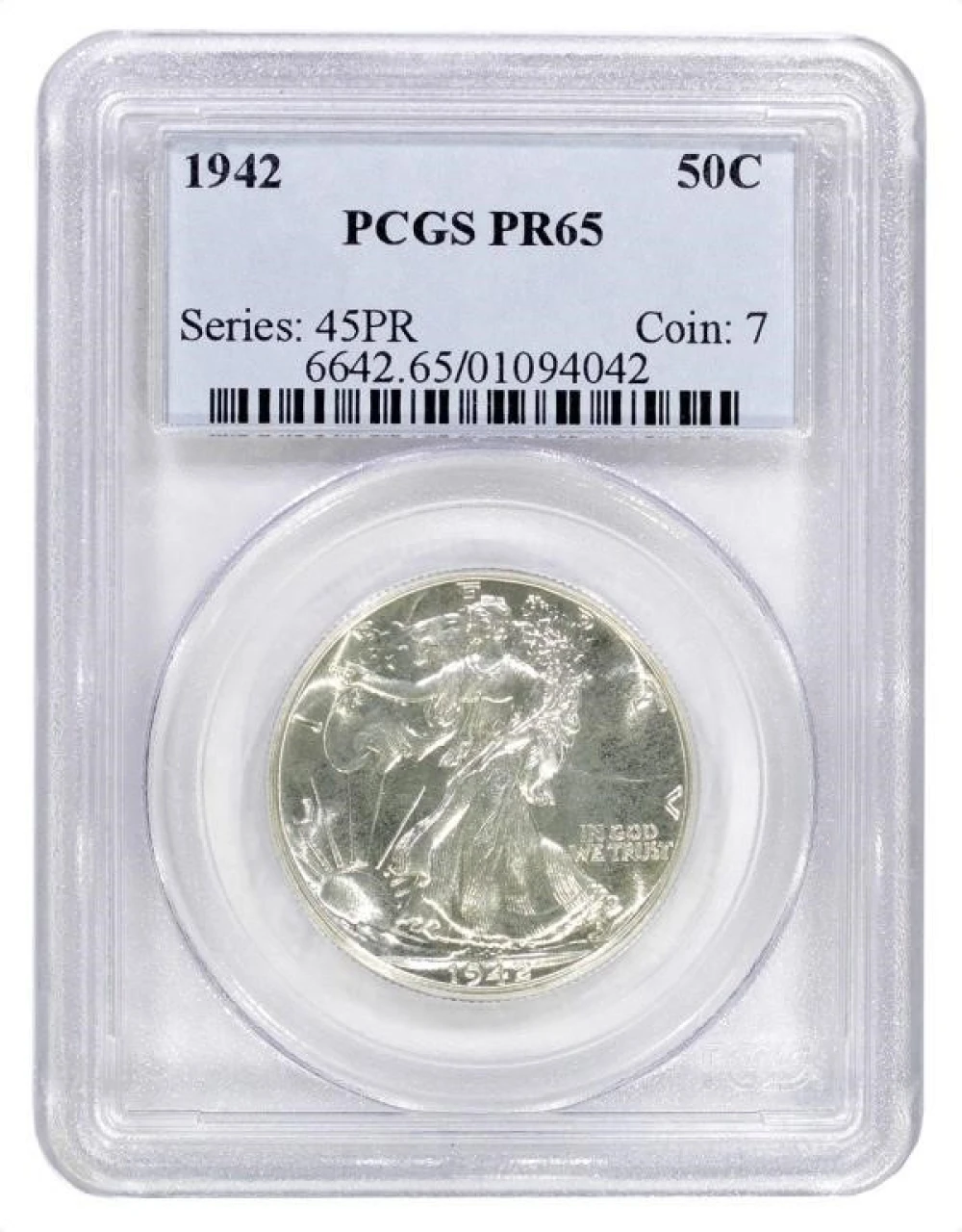PCGS Proof-65 1942 Walking Liberty Half