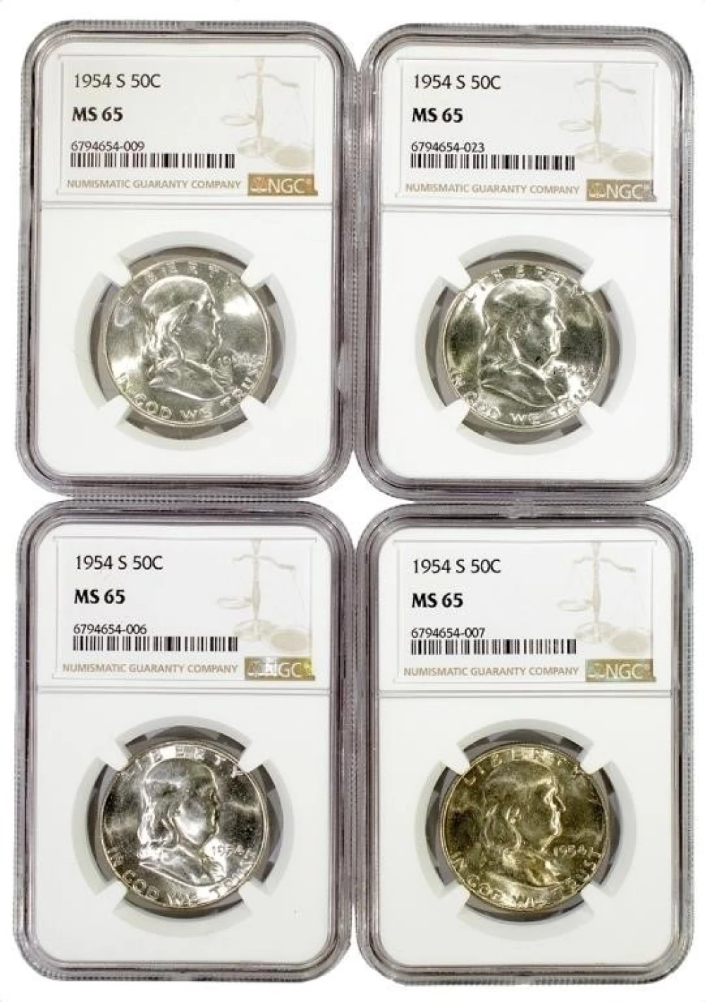 NGC MS-65 1954-S Half Dollar Foursome