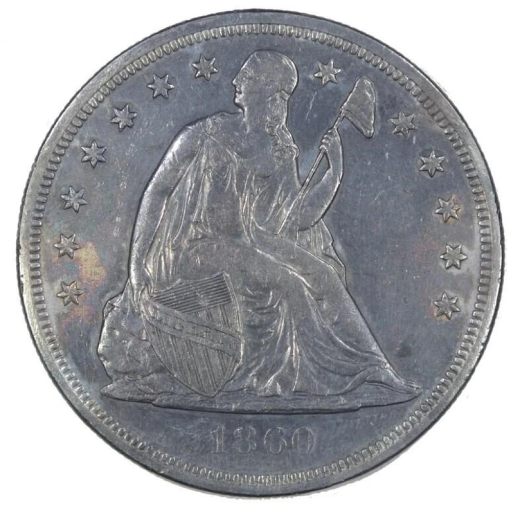 AU Details 1860-O Seated Dollar