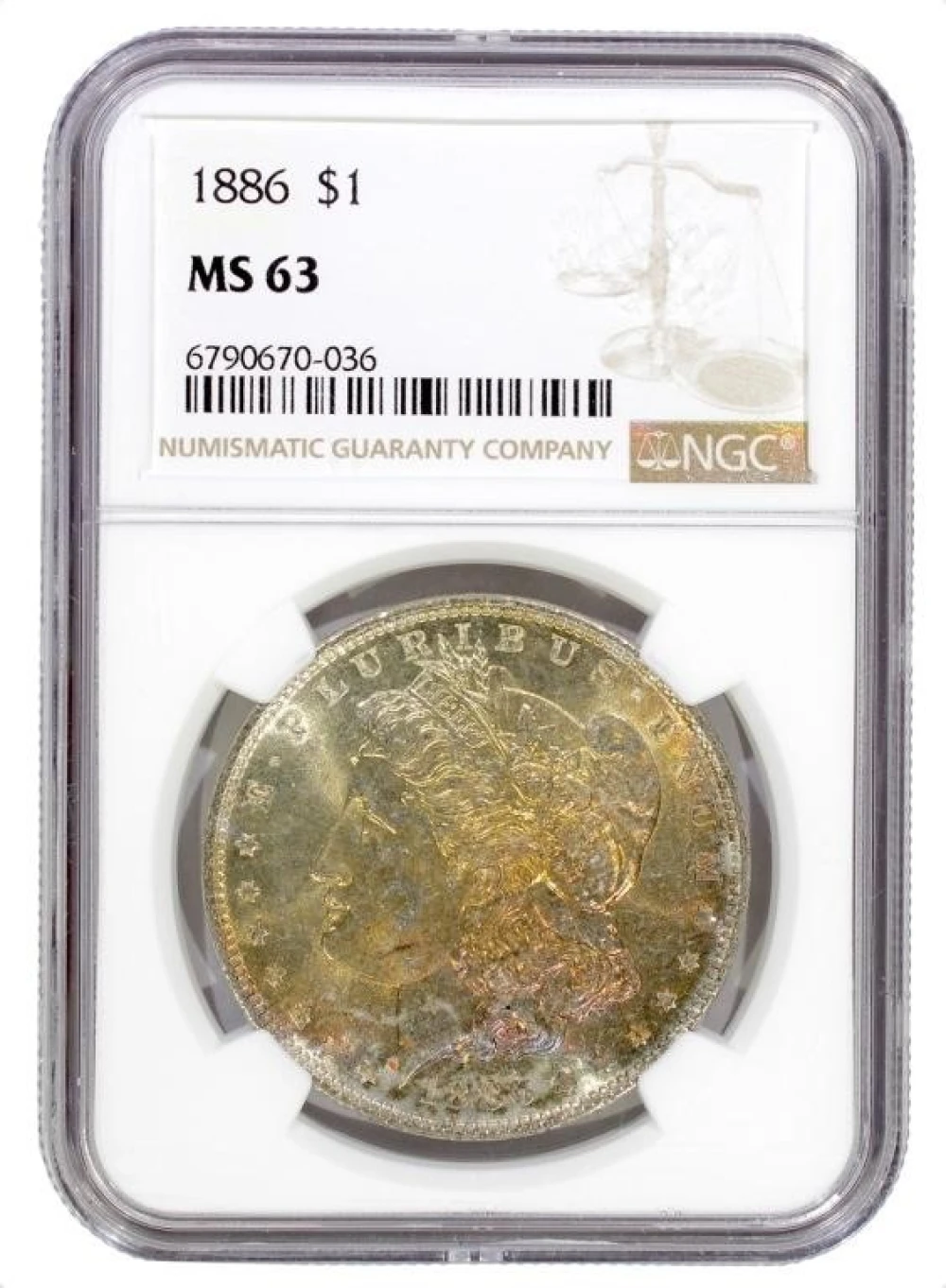Nicely Toned NGC MS-63 1886 Morgan Dollar