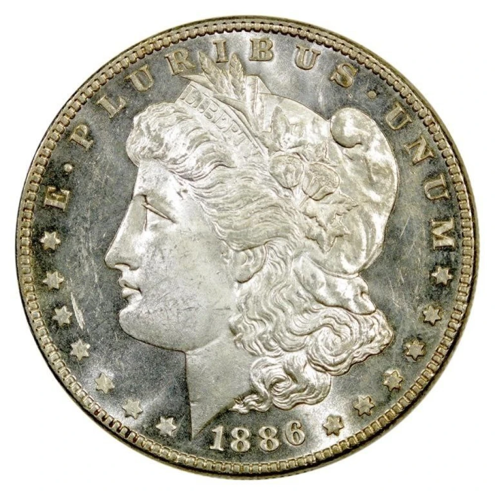 Choice BU-63 PL 1886 Morgan Dollar